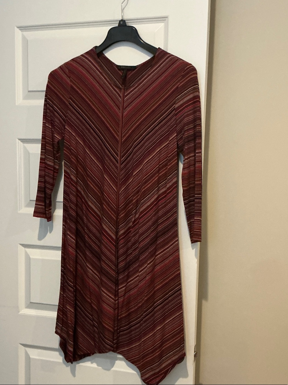 Women's Striped A-Line Dress in Burgundy